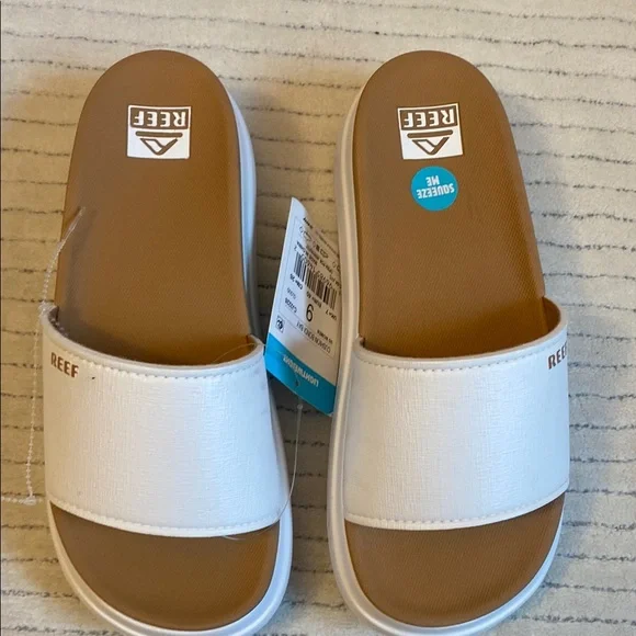 Reef White and Brown Slide Sandals - Picture 2 of 8